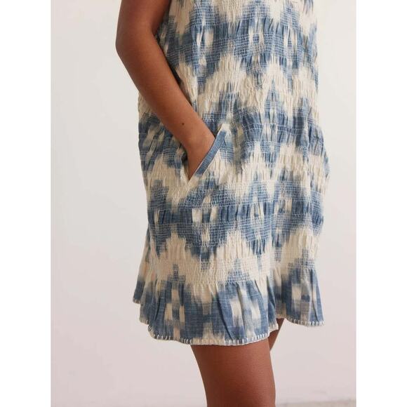 NWT BOTEH Neith Ikat Tunic Blue Size Small Cotton Beach Coverup‎ Resort - Picture 4 of 12